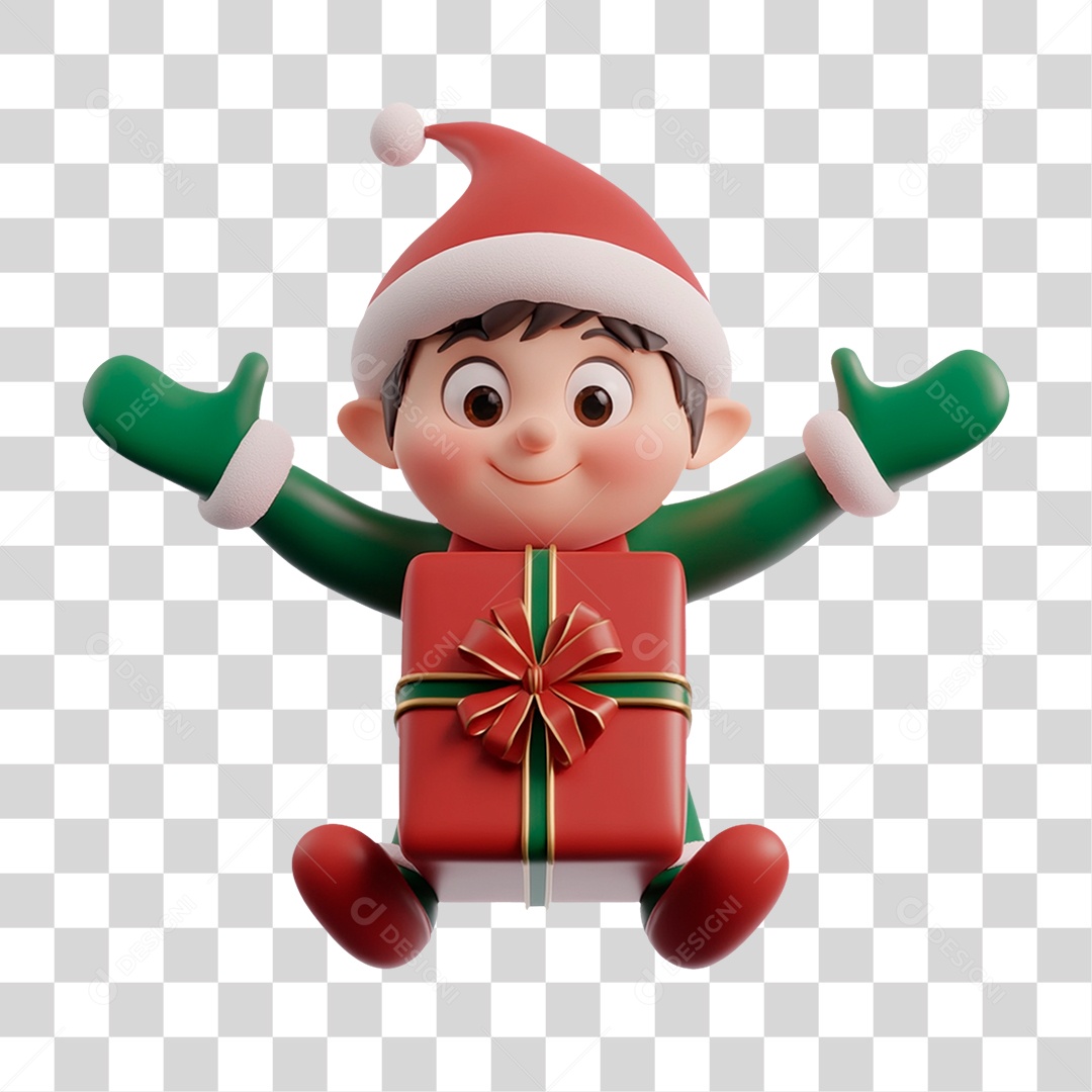 Personagem Mascote de Natal com Presente PNG Transparente