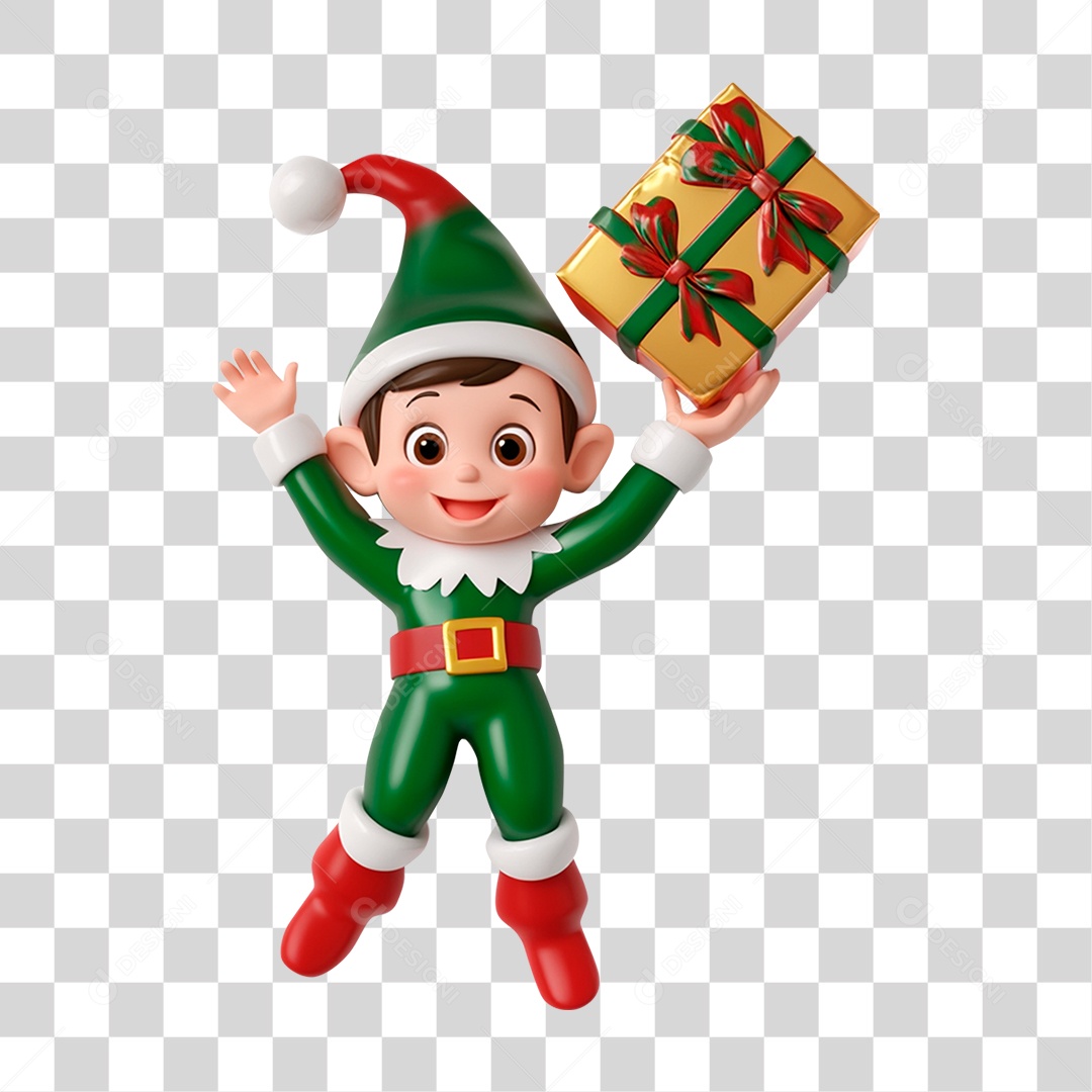 Personagem Mascote de Natal com Presente PNG Transparente