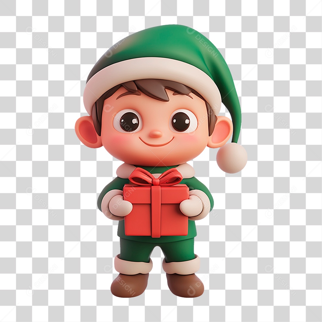 Personagem Mascote de Natal com Presente PNG Transparente