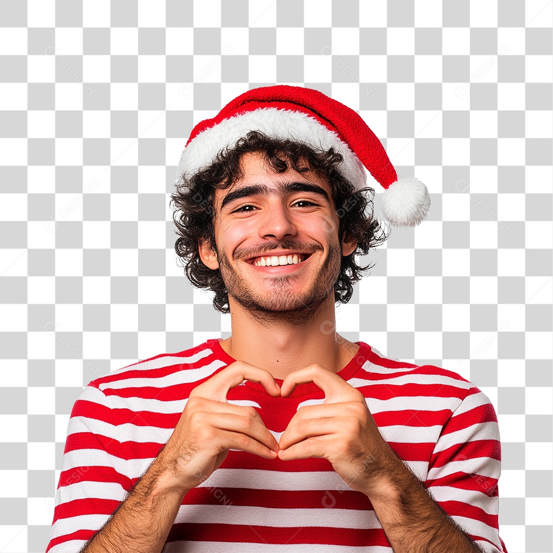 Homem com Gorro de Natal PNG Transparente