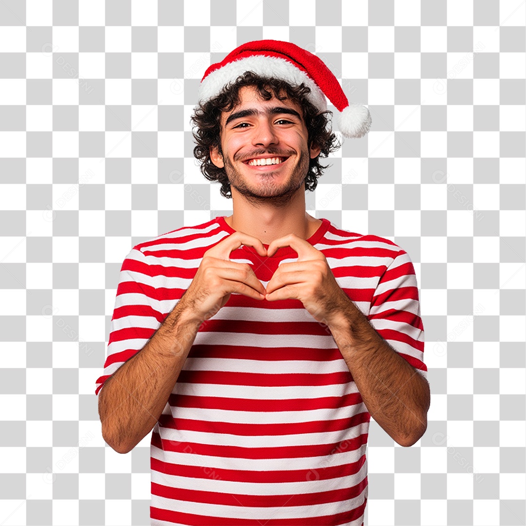 Homem com Gorro de Natal PNG Transparente