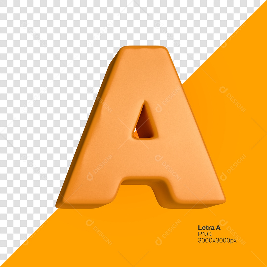 Letra 3D A Laranja Elemento Para Composição PSD