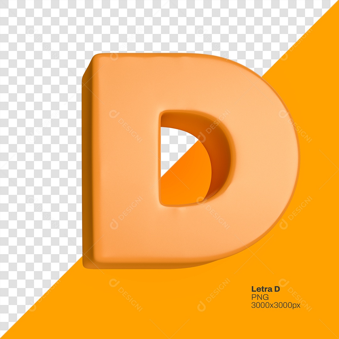 Letra 3D D Laranja Elemento Para Composição PSD
