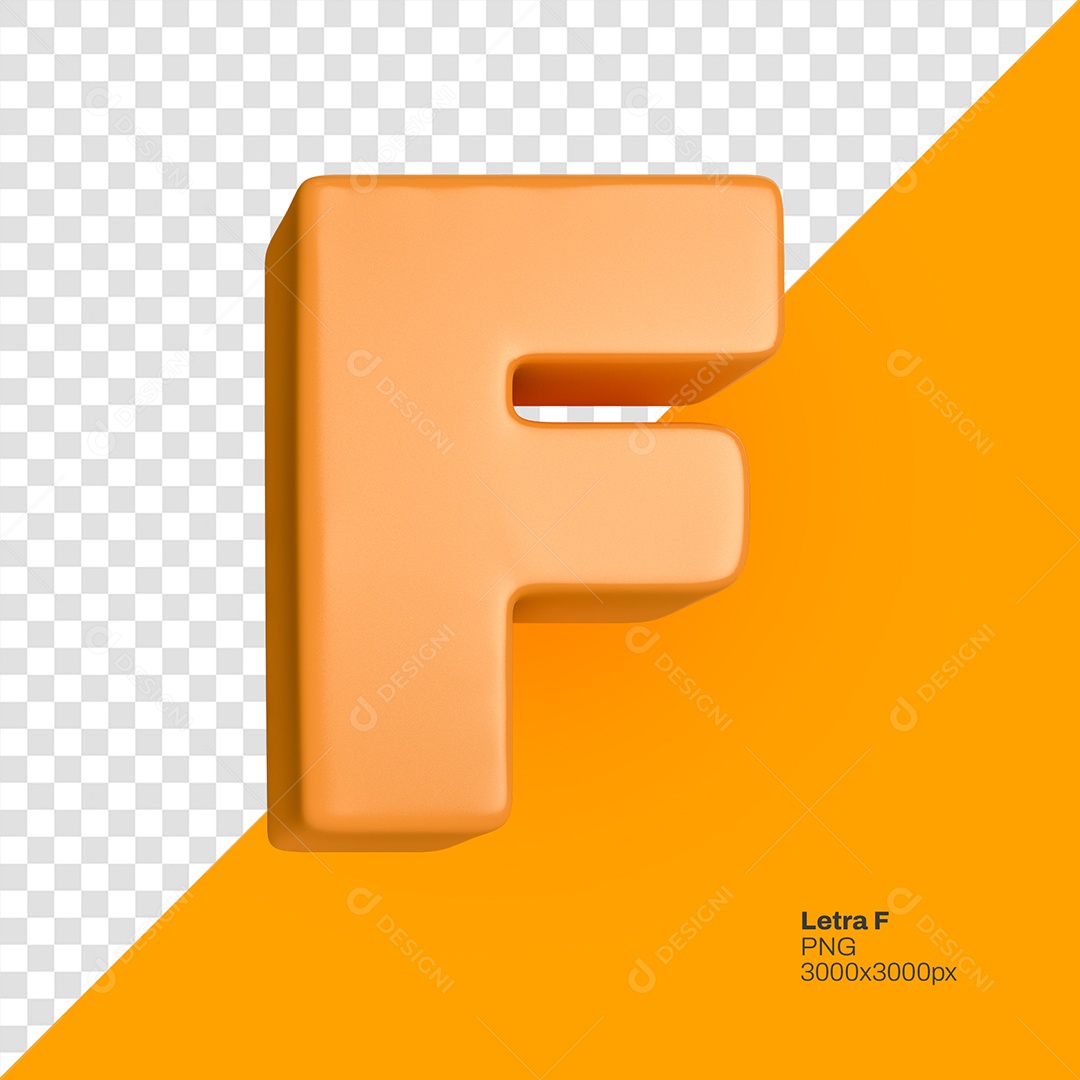 Letra 3D F Laranja Elemento Para Composição PSD