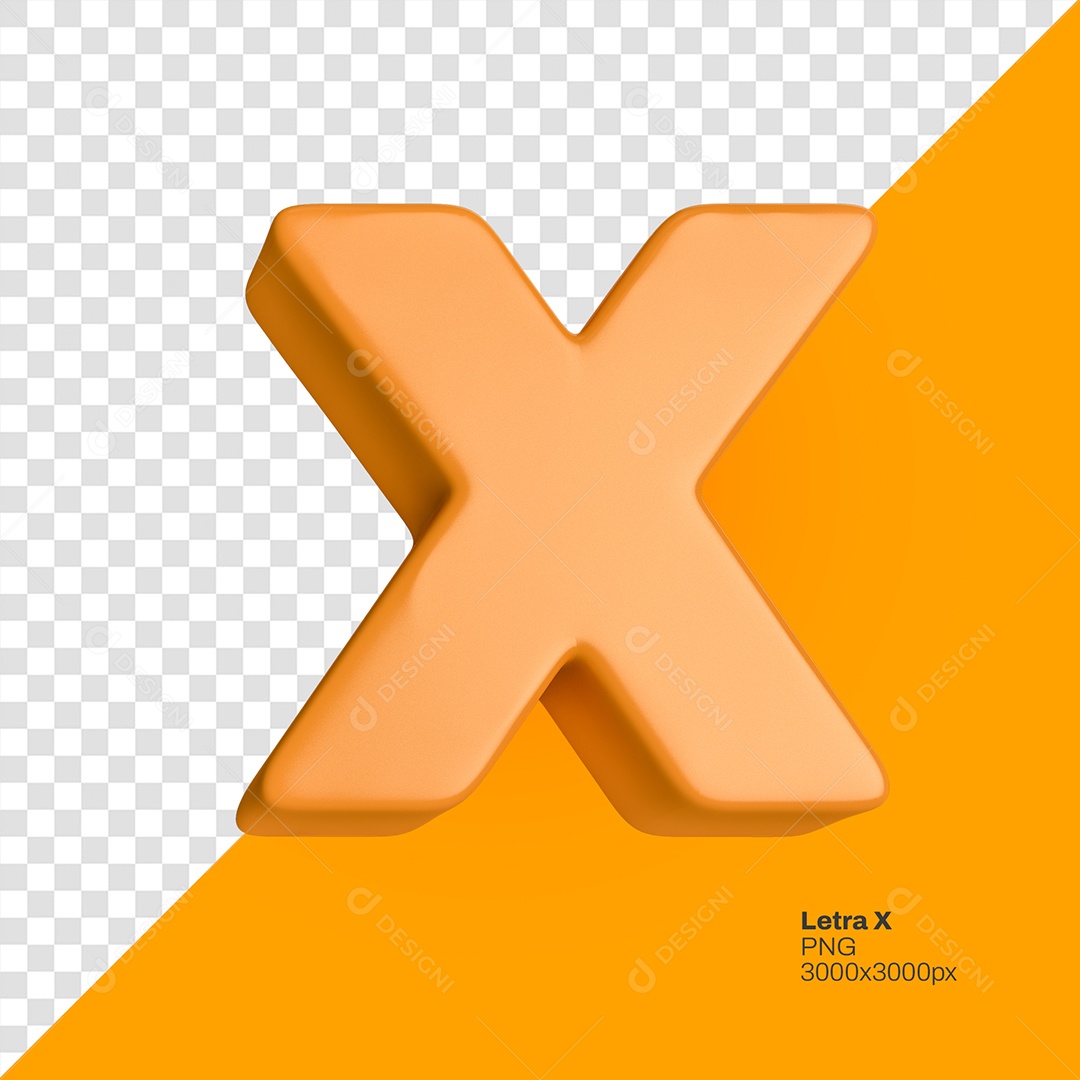 Letra 3D X Laranja Elemento Para Composição PSD
