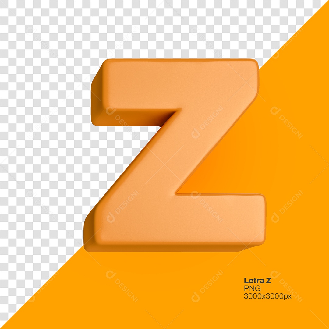 Letra 3D Z Laranja Elemento Para Composição PSD