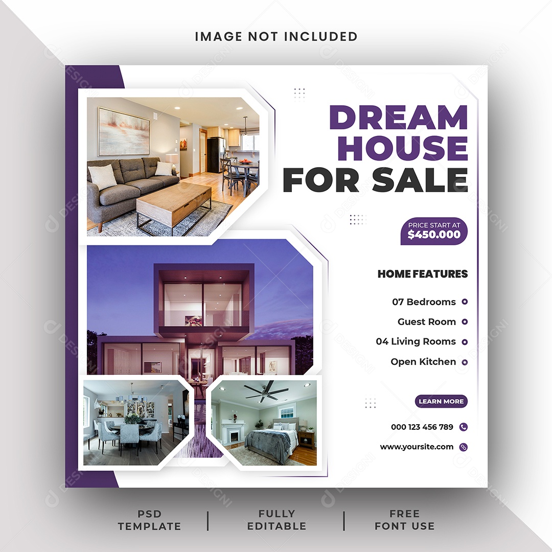 Imobiliária Casa Dos Sonhos A Venda Social Media PSD Editável