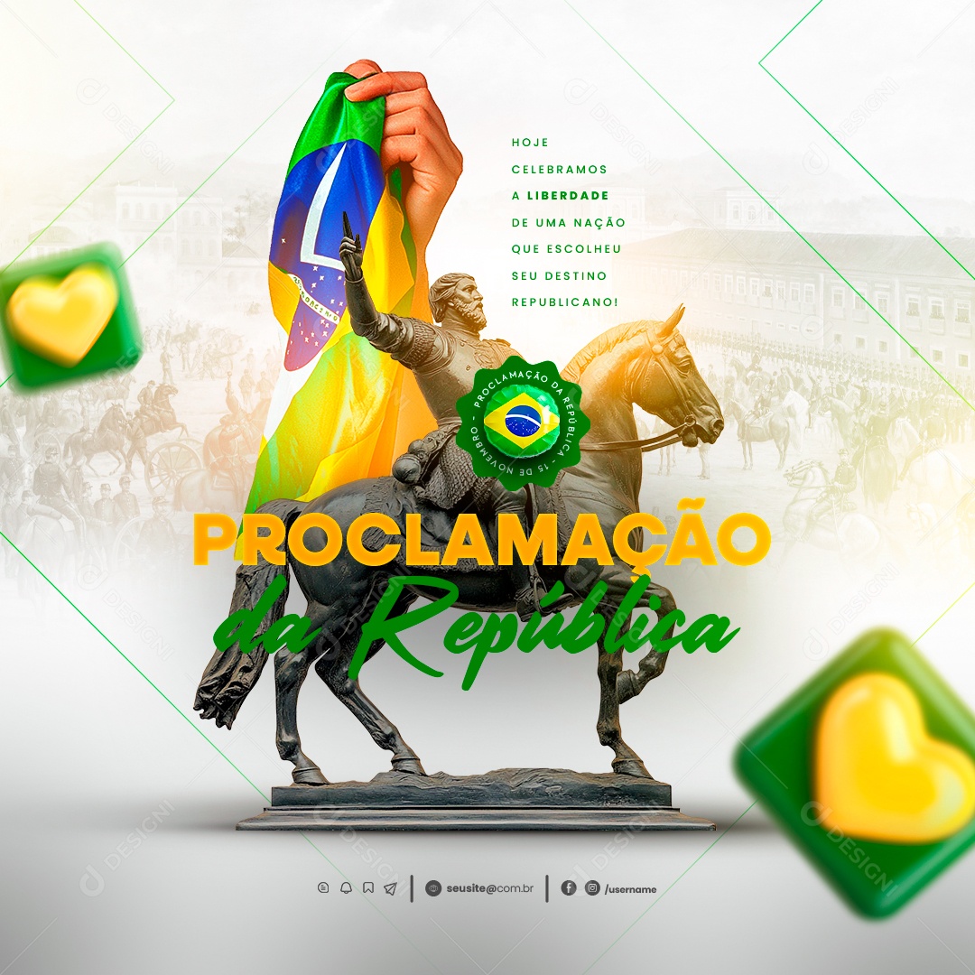 Dia da Proclamação Da República 15 De Novembro Social Media PSD Editável