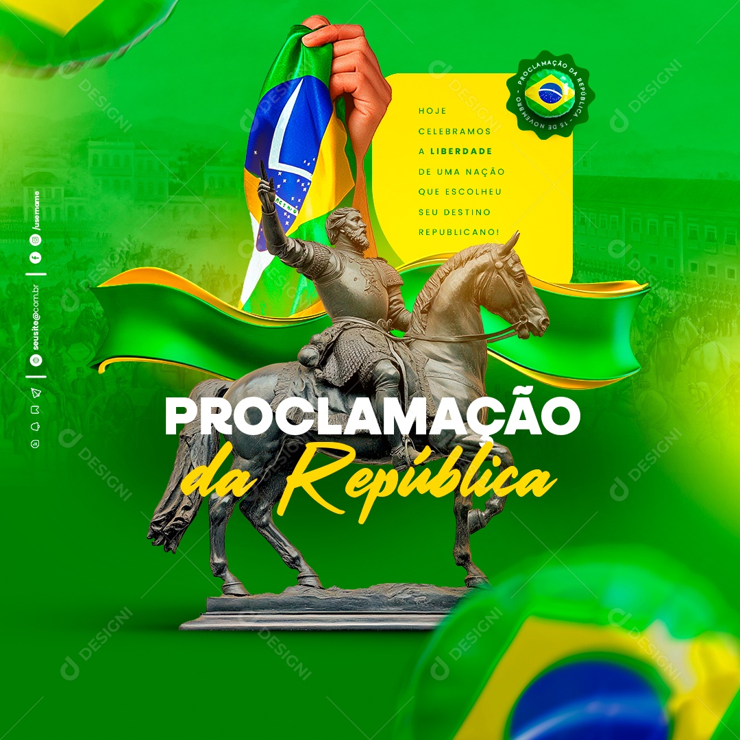 Dia da Proclamação Da República 15 De Novembro Social Media PSD Editável