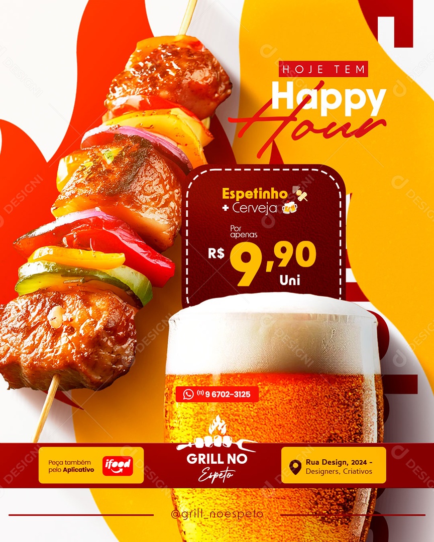 Espetinhos com Carne de Qualidade Social Media PSD Editável