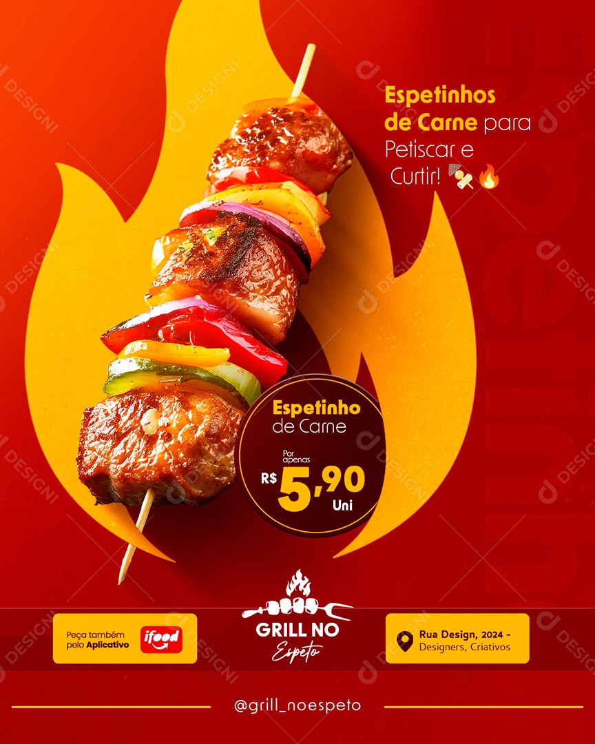 Espetinhos Carne Social Media PSD Editável