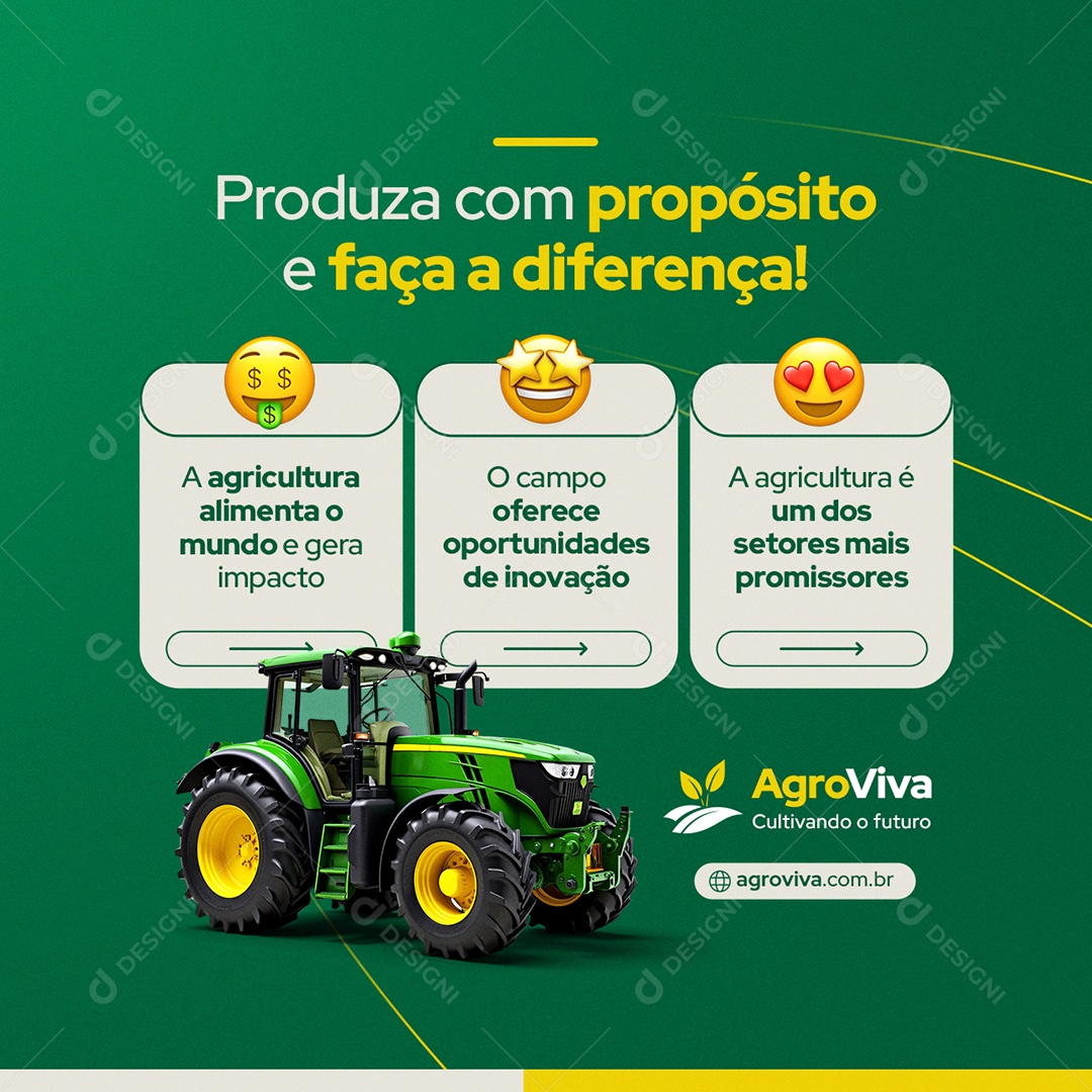 Agronegócio Produza com Propósito e Faça a Diferença Social Media PSD Editável