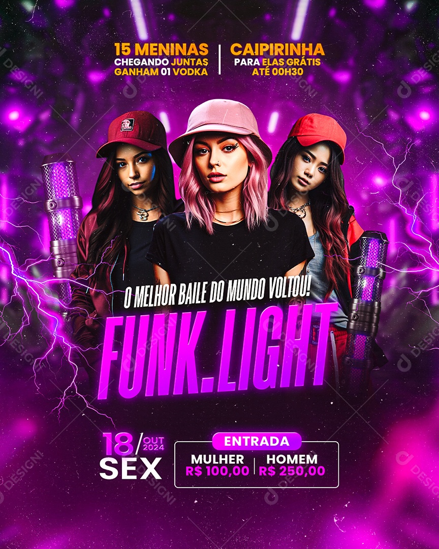 Flyer Funk Light Social Media PSD Editável
