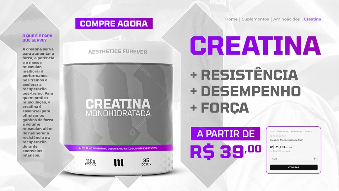 Banner Suplemento Creatina Social Media PSD Editável