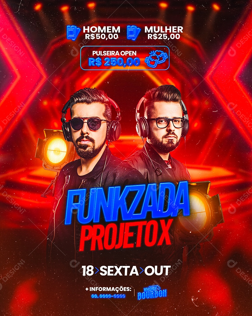 Flyer Funkzada Projetox Social Media PSD Editável
