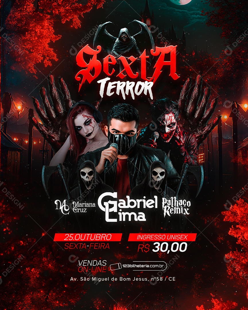 Flyer Halloween Sexta Terror Social Media PSD Editável