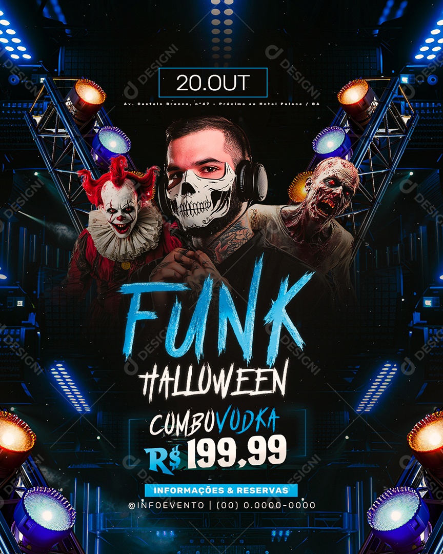 Flyer Funk Halloween Social Media PSD Editável