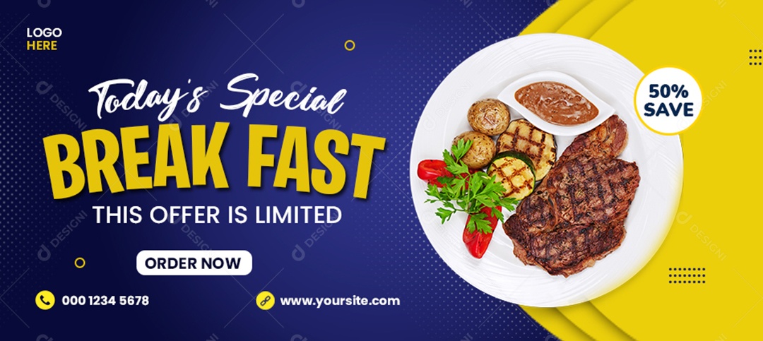 Comida de Café da Manhã Social Media PSD Editável