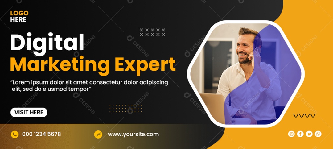 Banner Agência Marketing Digital Social Media PSD Editável