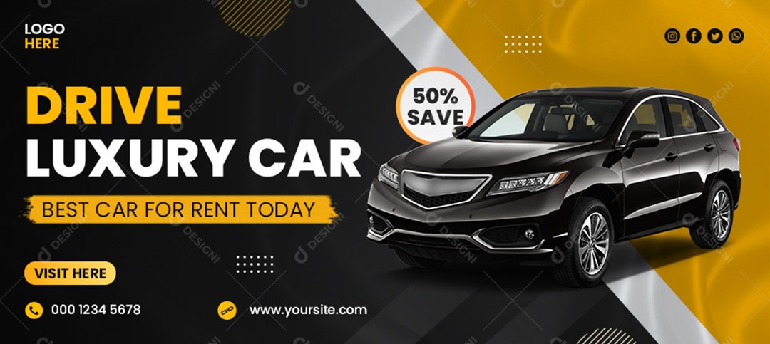 Dirigir Carro De Luxo Social Media PSD Editável