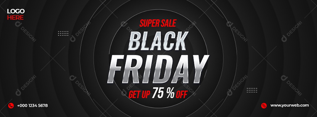 Super Black Friday 75% OFF Social Media PSD Editável