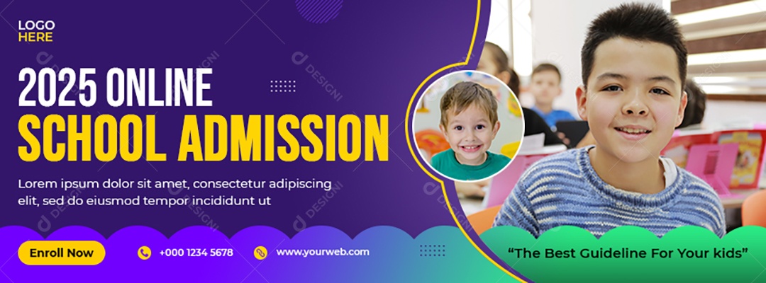 Escola de Admissão 2035 Online Social Media PSD Editável