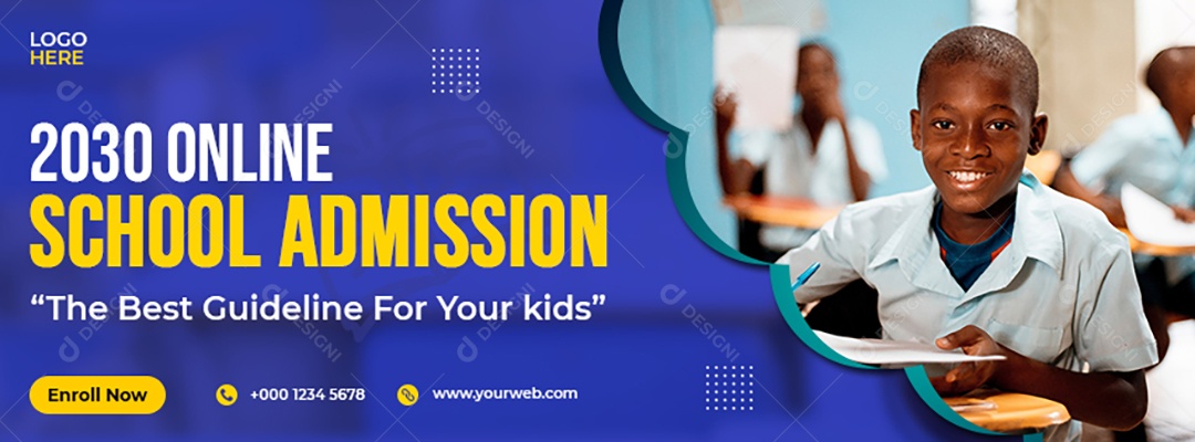 Escola de Admissão 2030 Online Social Media PSD Editável