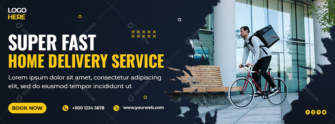 Banner Homem Entregador Social Media PSD Editável