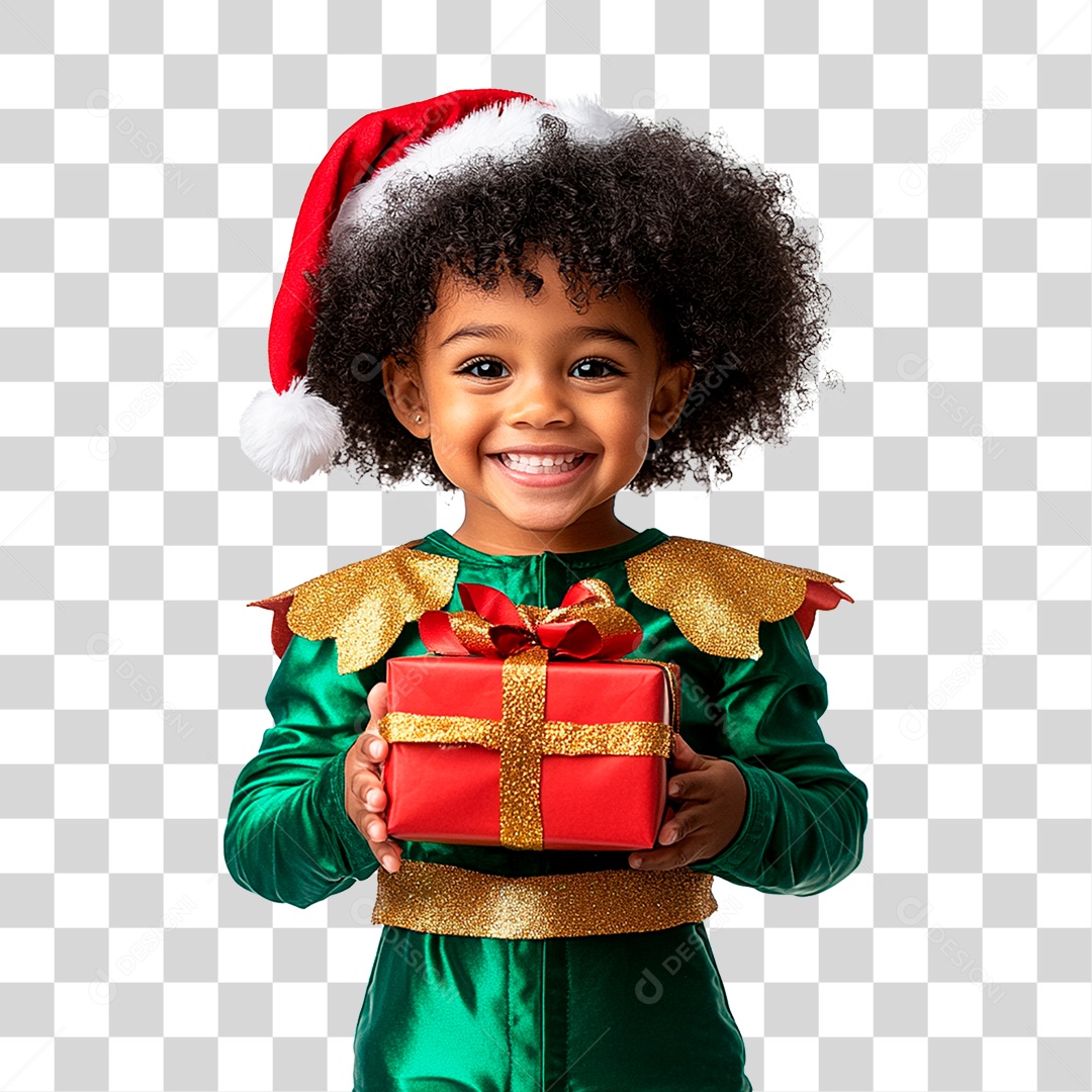 Child with PNG Christmas Gift Box Transparent