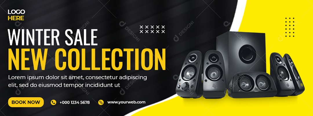 Banner Alto Falante De Áudio Recém Chegado Social Media PSD Editável