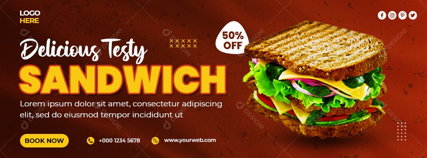 Sanduíche Delicioso Social Media PSD Editável