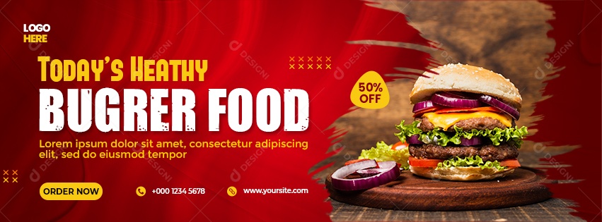 Banner Hambúrguer Oferta Social Media PSD Editável