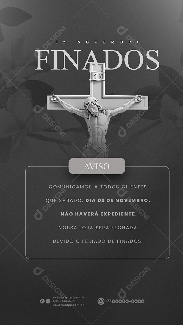 Story Comunicado Feriado Dia dos Finados Social Media PSD Editável