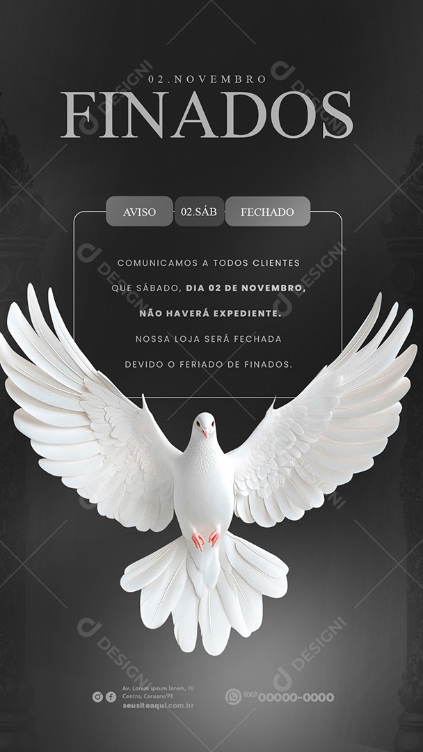 Social Media Story Comunicado Feriado Dia de Finados PSD Editável
