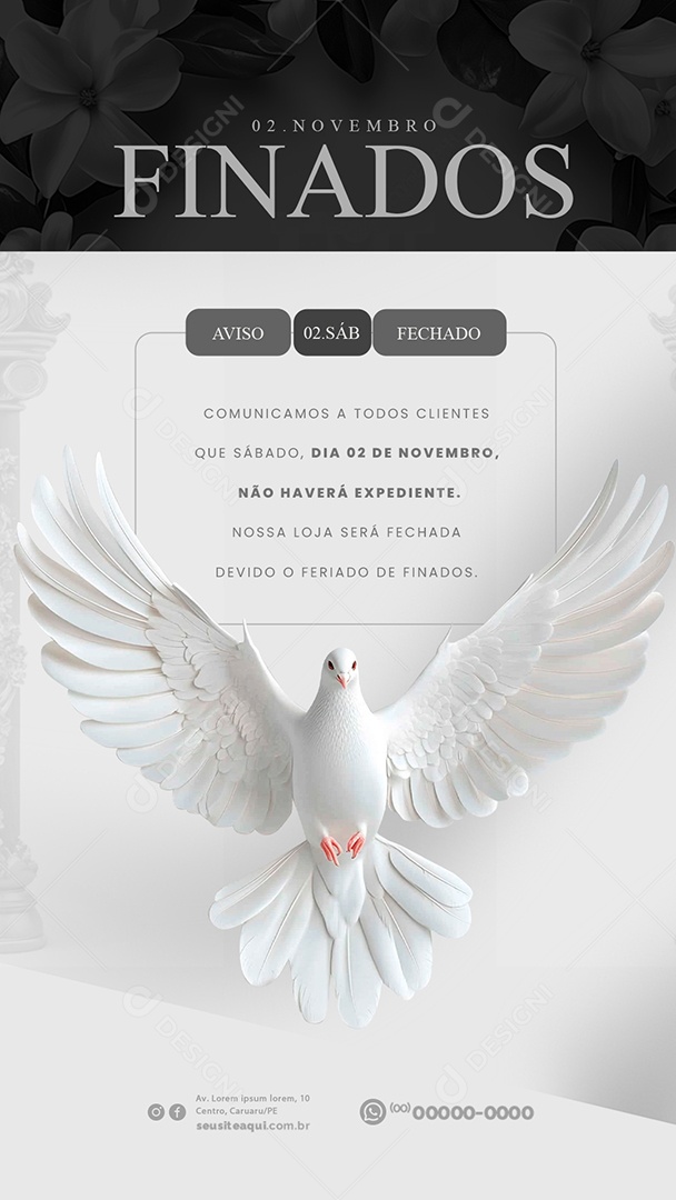 Social Media Story Comunicado Feriado Dia de Finados PSD Editável