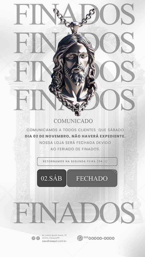 Social Media Story Comunicado Feriado Dia de Finados PSD Editável