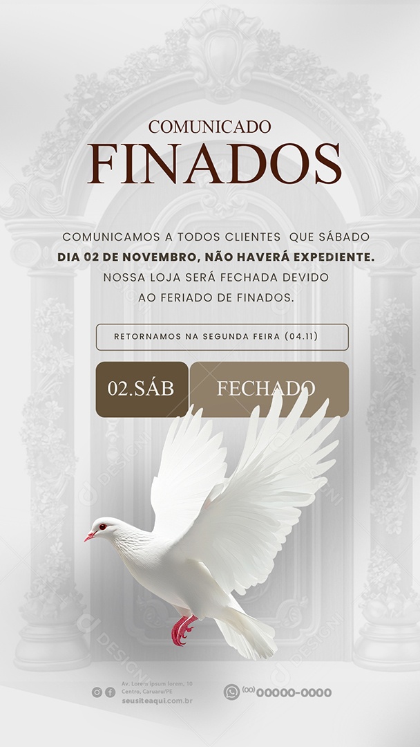 Social Media Story Comunicado Feriado Dia de Finados PSD Editável