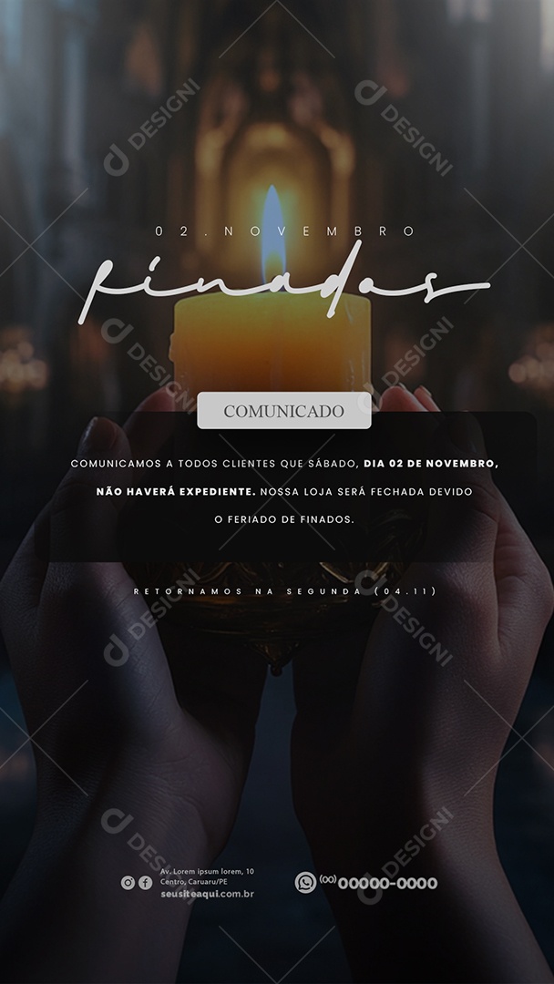 Story Comunicado Feriado Dia de Finados Social Media PSD Editável
