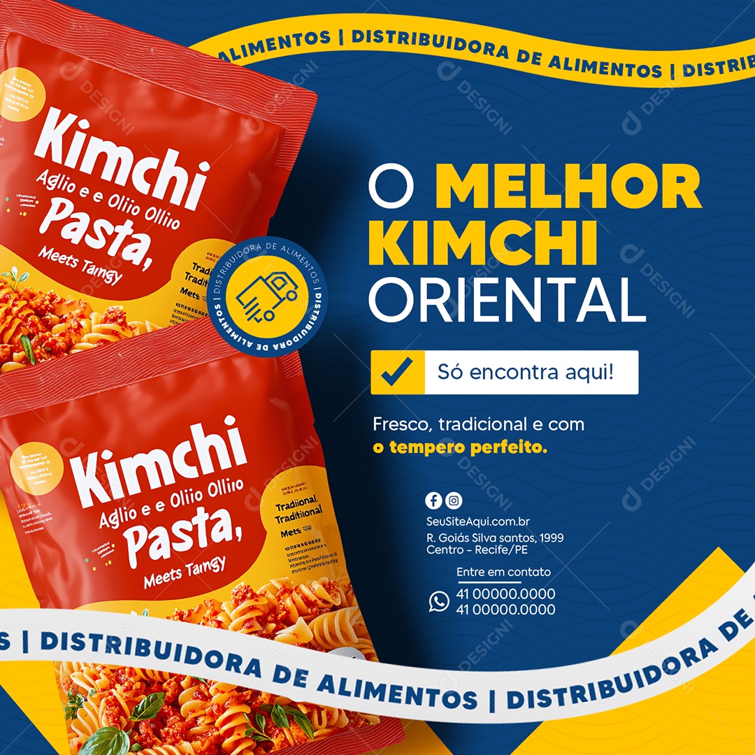 Distribuidora de Alimentos O Melhor Kimchi Oriental Social Media PSD Editável