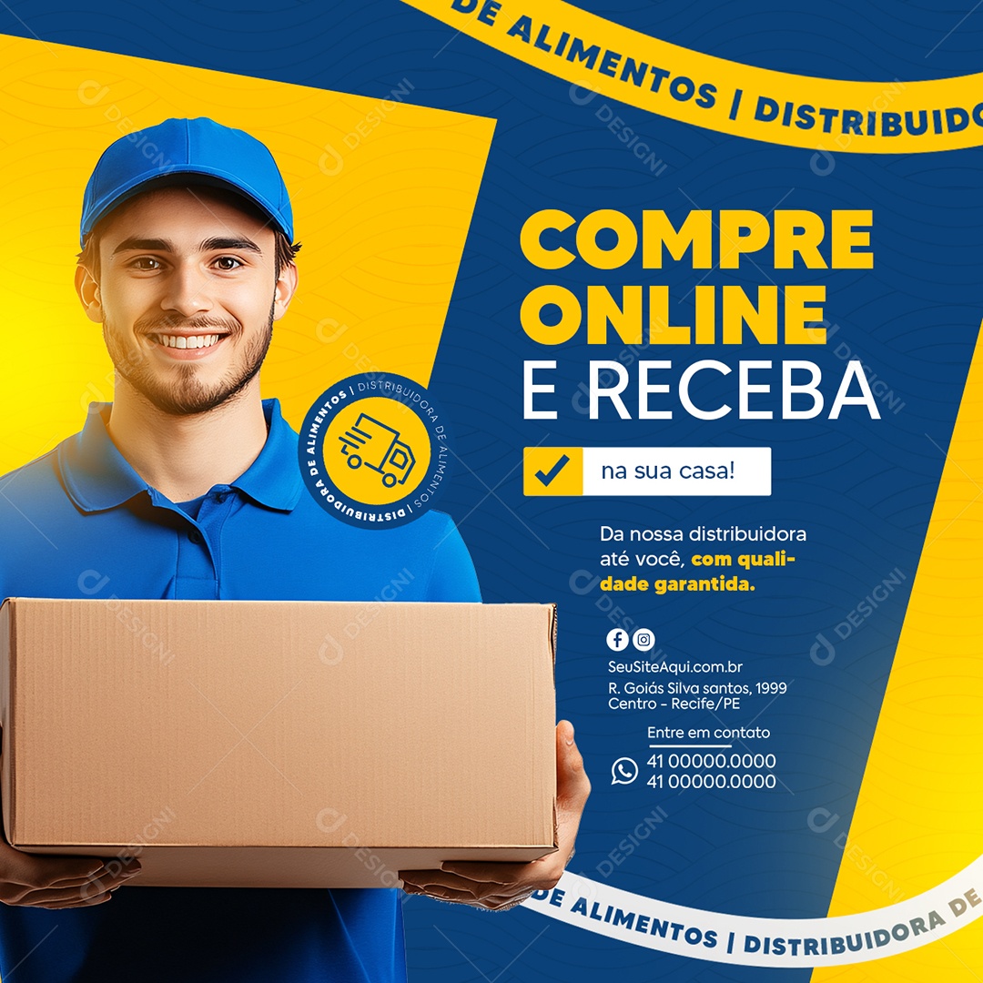 Distribuidora de Alimentos Compre Online e Receba Social Media PSD Editável