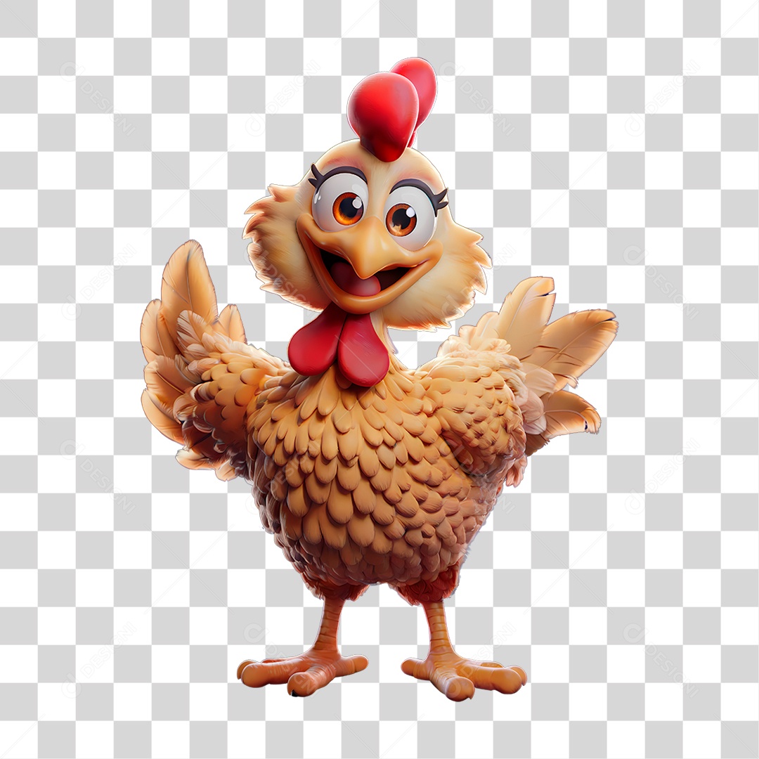 Mascote 3D Galinha PNG Transparente