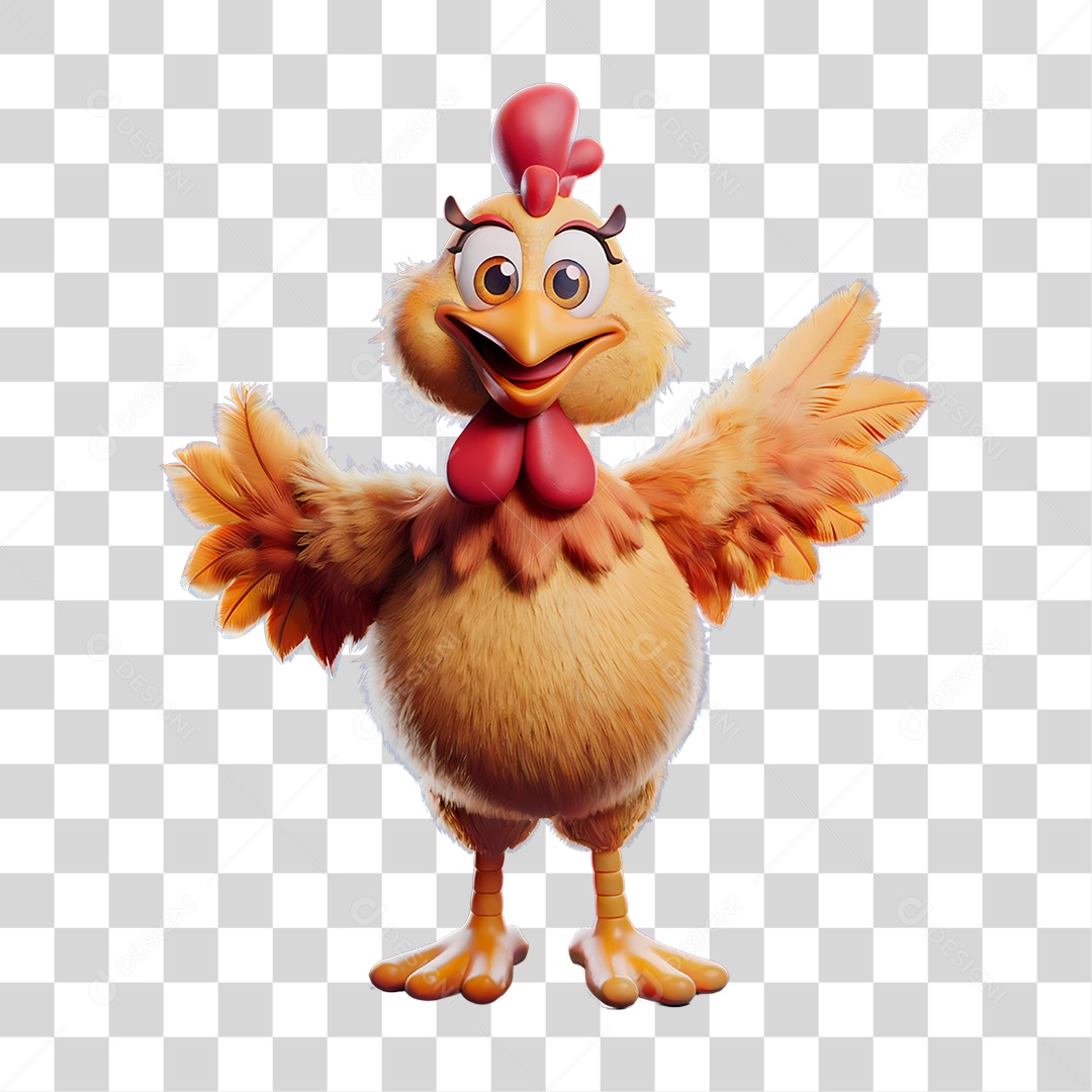 Mascote 3D Galinha PNG Transparente