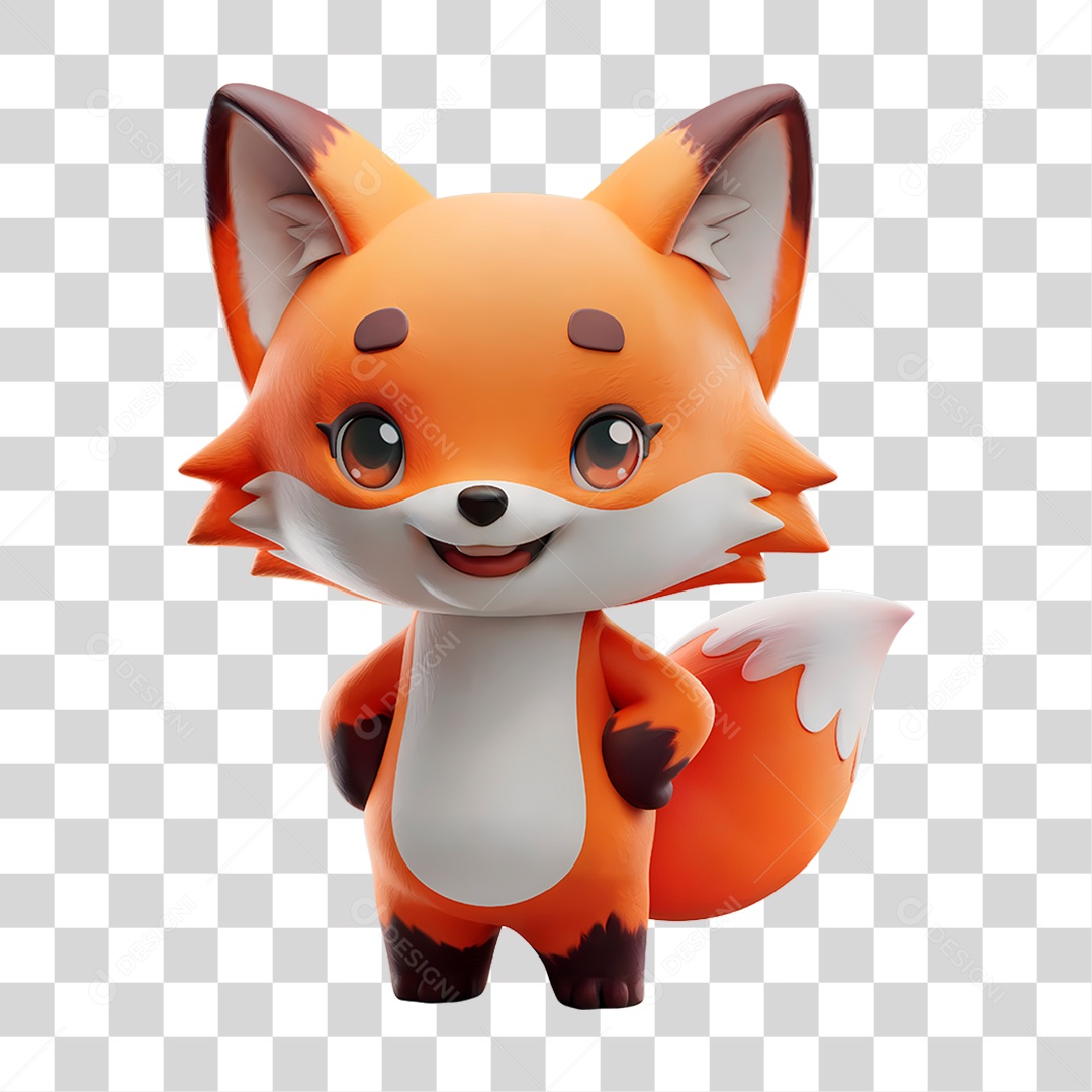 Mascote 3D Raposa PNG Transparente