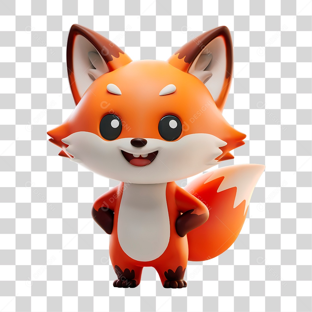 Mascote 3D Raposa PNG Transparente