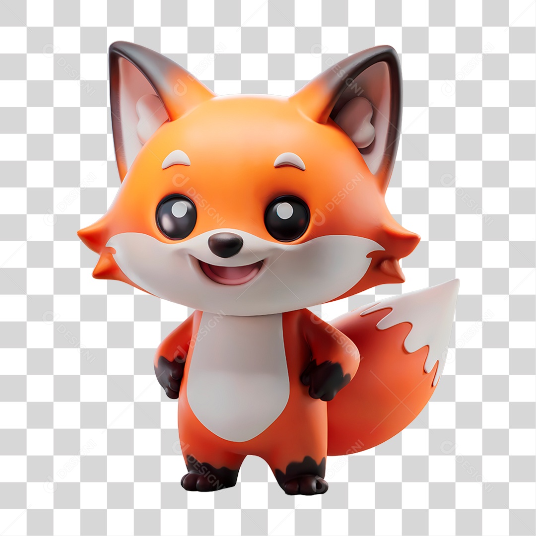 Mascote 3D Raposa PNG Transparente