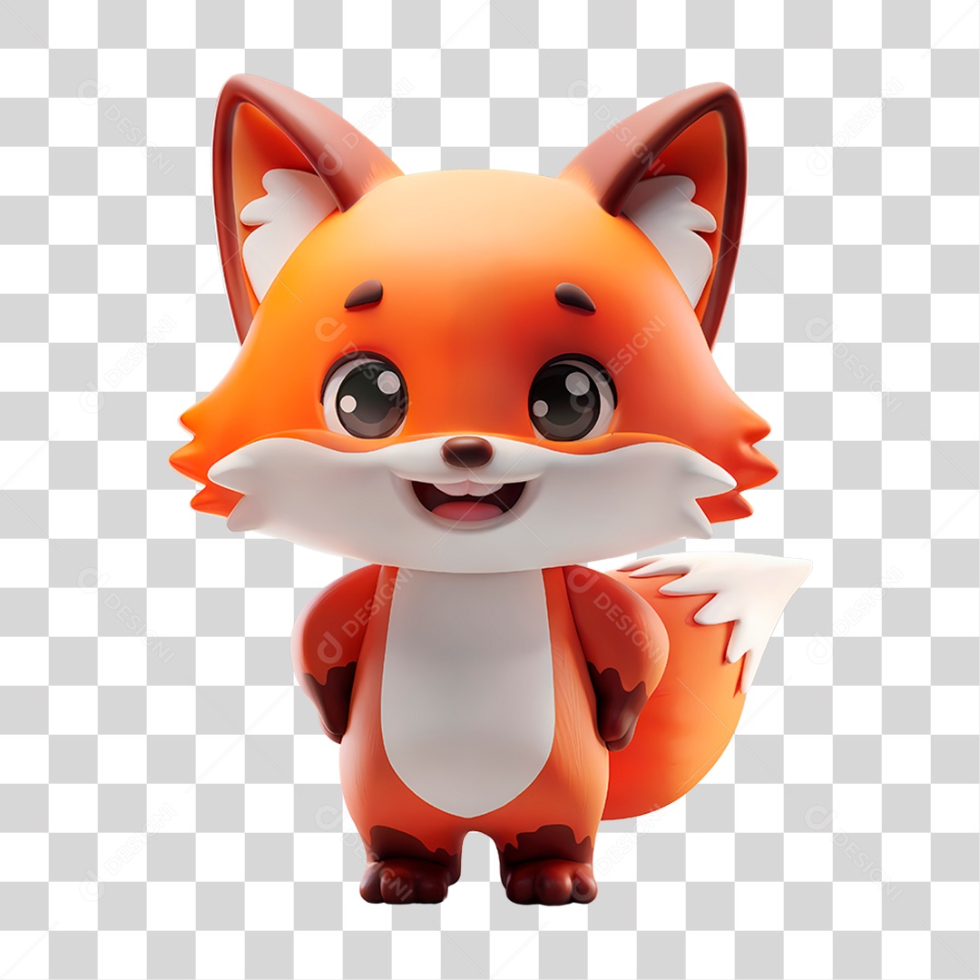Mascote 3D Raposa PNG Transparente