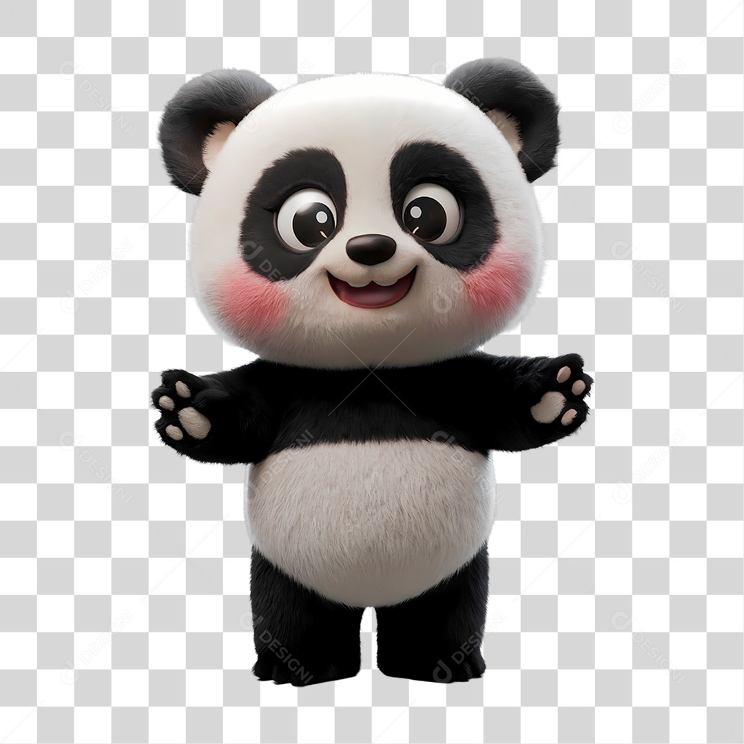 Mascote 3D Panda PNG Transparente