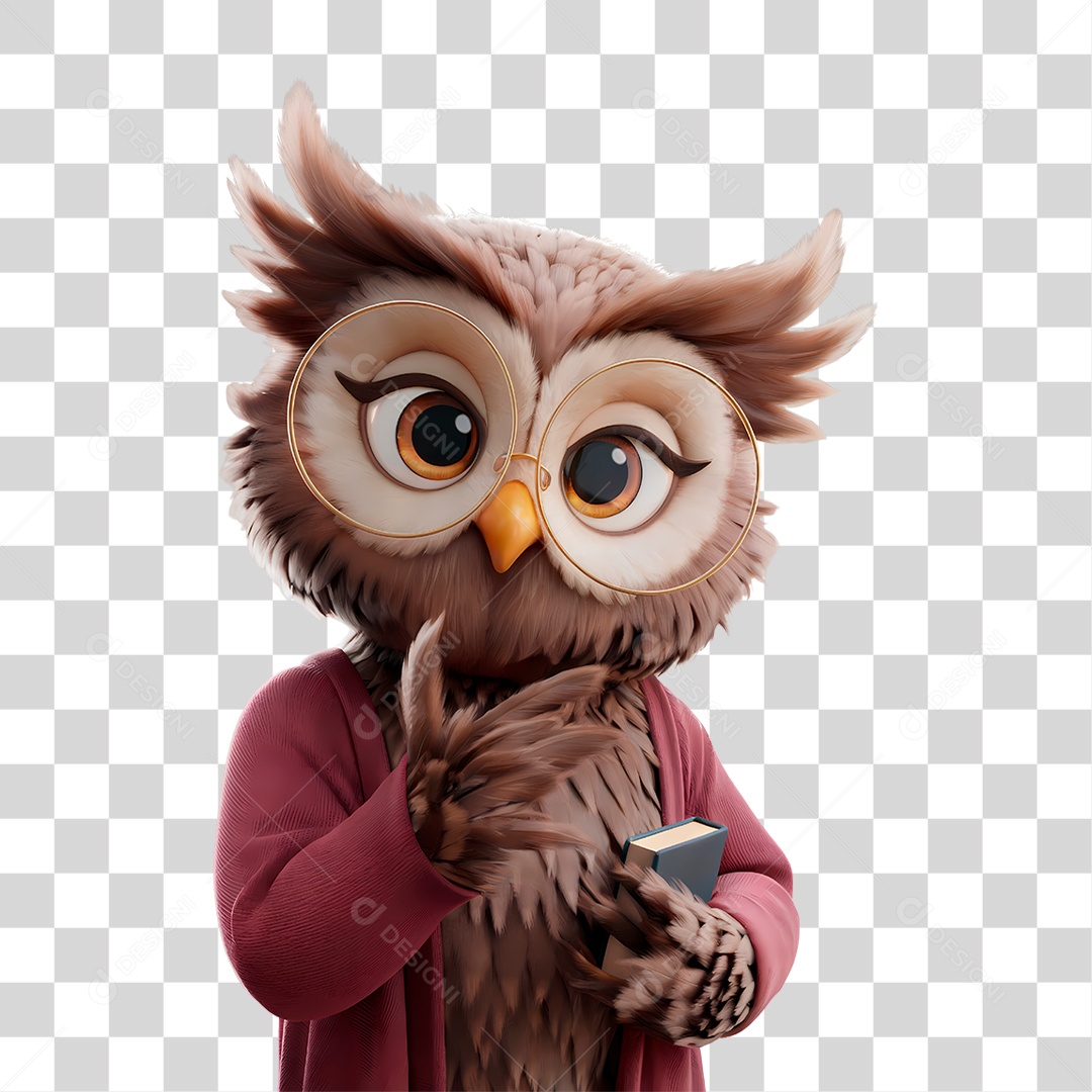 Mascote 3D Coruja PNG Transparente