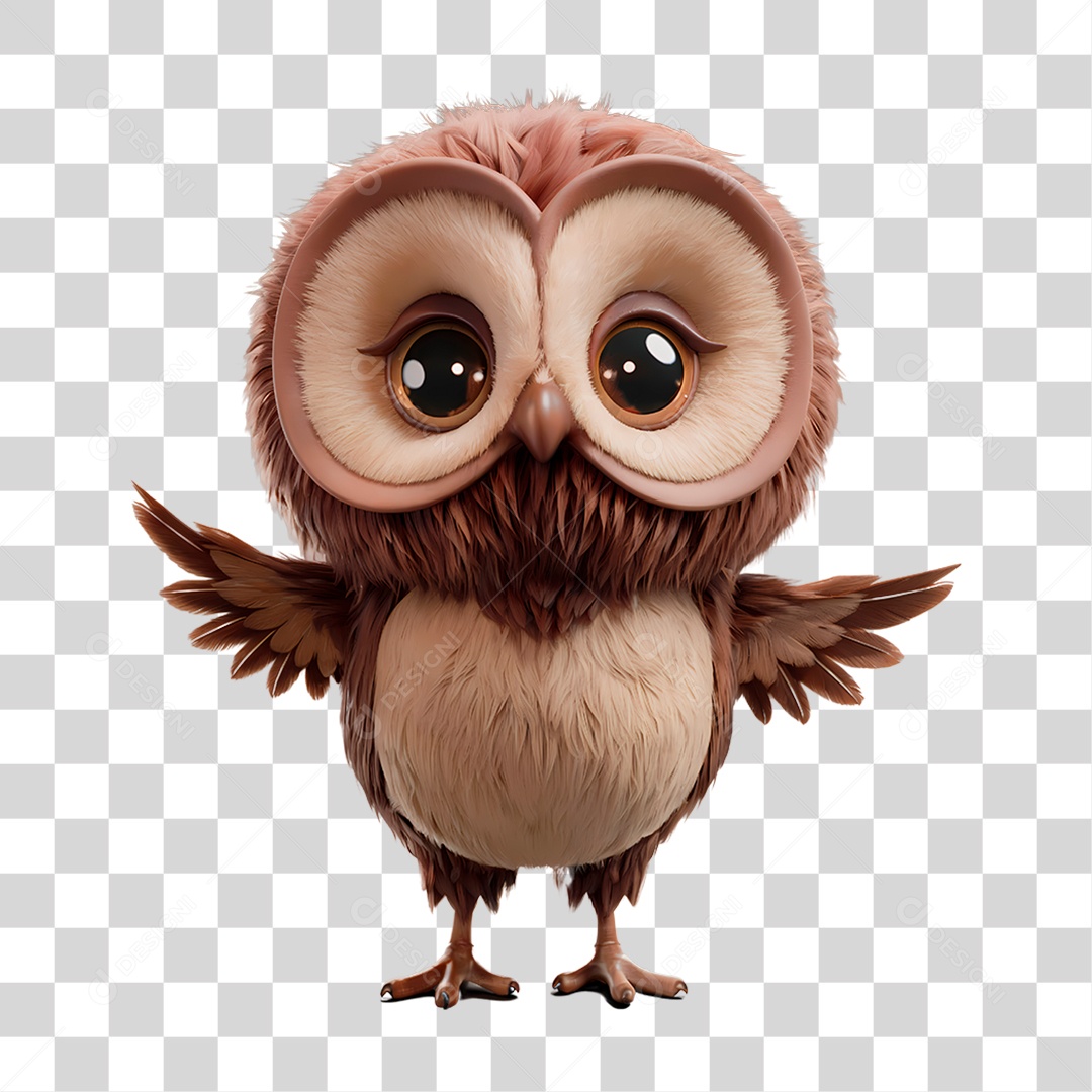Mascote 3D Coruja PNG Transparente