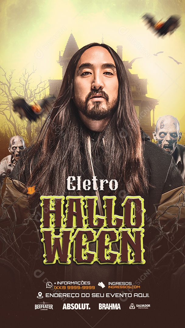 Flyer Halloween Eletro Social Media PSD Editável